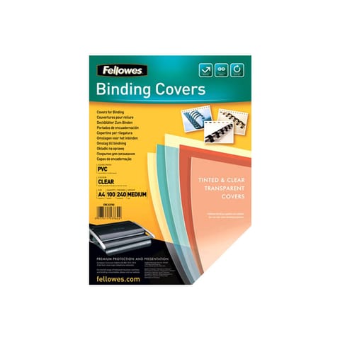 Fellowes Binding Covers 240gsm A4 Clear Ref 53762 [Pack 100]