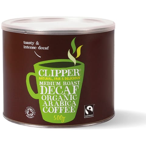 Clipper Fairtrade Instant Decaffeinated Coffee Organic Granules Freeze Dried Tin 500g Ref 0403274
