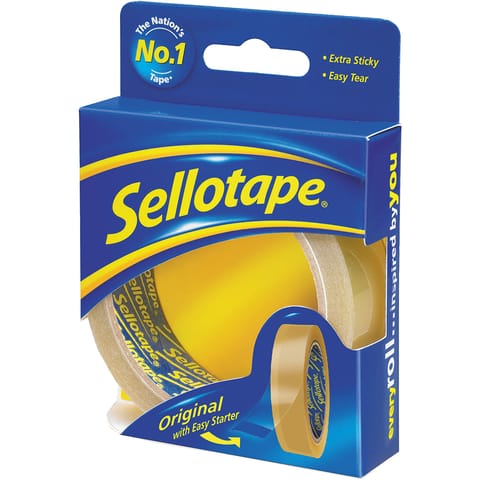 Sellotape Original Golden Tape Roll Non-static Easy-tear Retail Pack 24mmx50m Ref 1629146 [Pack 6]