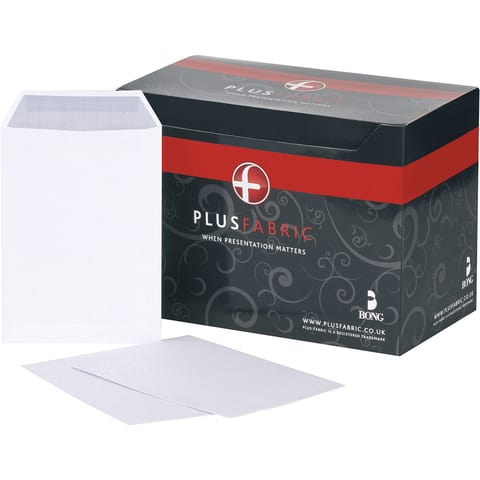 Plus Fabric Envelopes PEFC Pocket Self Seal 120gsm C5 229x162mm White Ref D23770 [Pack 250]