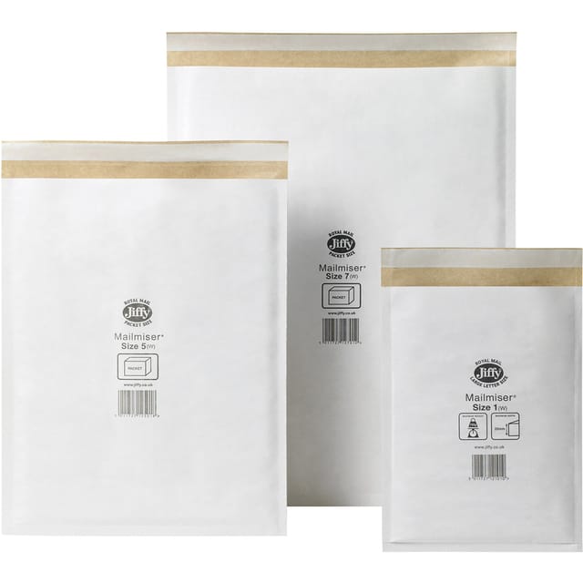 Jiffy Mailmiser Protective Envelopes Bubble-lined Size 7 White 340x445mm Ref JMM-WH-7 [Pack 50]