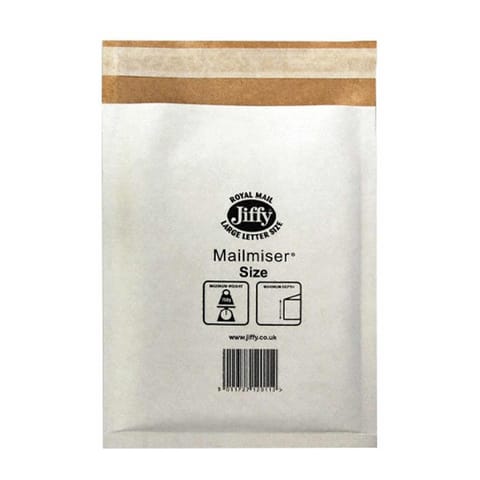 Jiffy Mailmiser Protective Envelopes Bubble-lined Size 2 205x245mm White Ref JMM-WH-2 [Pack 100]