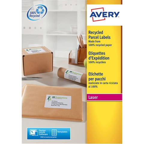Avery Addressing Labels Laser Recycled 8 per Sheet 99.1x67.7mm White Ref LR7165-100 [800 Labels]