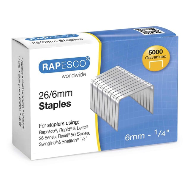 Rapesco Staples 26/6mm Ref S11662Z3 [Pack 5000]