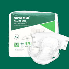 Novamed All-in-one/ Adult Nappies, 1 Bag of 15, Available in: Medium, Large, Extra Large