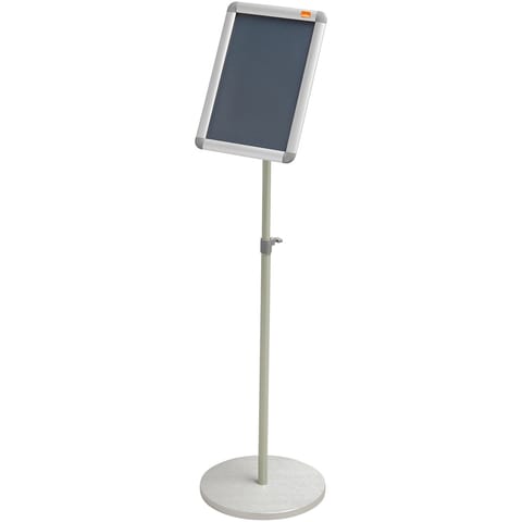 Nobo Snap Frame Display Stand for A4 Documents Adjustable Height 950-1470mm Silver Ref 1902383