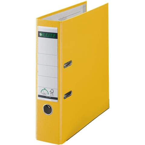 Leitz FSC Lever Arch File Plastic 80mm Spine A4 Yellow Ref 10101015 [Pack 10]