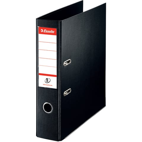 Esselte FSC No. 1 Power Lever Arch File PP Slotted 75mm Spine A4 Black Ref 811370 [Pack 10]