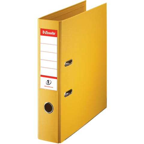 Esselte FSC No. 1 Power Lever Arch File PP Slotted 75mm Spine A4 Yellow Ref 811310 [Pack 10]