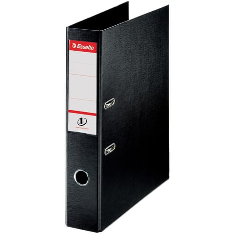 Esselte FSC No. 1 Power Lever Arch File PP Slotted 75mm Spine Foolscap Black Ref 48087 [Pack 10]