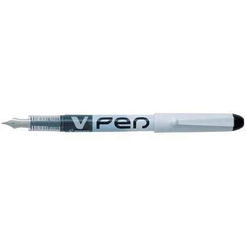 Pilot V Fountain Pen Disposable White Barrel Iridium Nib Medium 0.5mm Line Black Ref 631101201 [Pack 12]