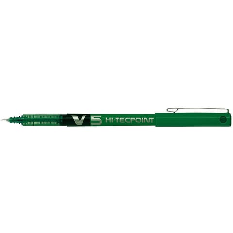 Pilot V5 Hi-Tecpoint Rollerball Pen Liquid Ink 0.5mm Tip 0.3mm Line Green Ref V504 [Pack 12]
