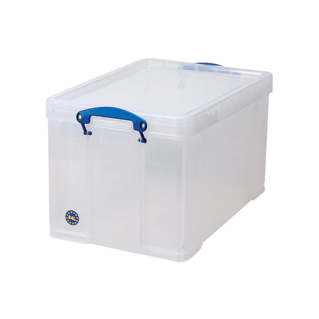 Really Useful Storage Box Plastic Lightweight Robust Stackable 84 Litre W440xD710xH380mm Clear Ref 84C