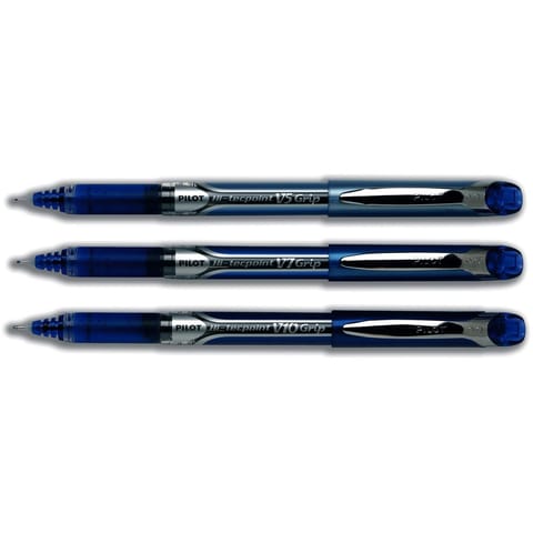 Pilot V5 Hi-Tecpoint Rollerball Pen Rubber Grip Fine 0.5mm Tip 0.3mm Line Blue Ref BXGPNV503 [Pack 12]