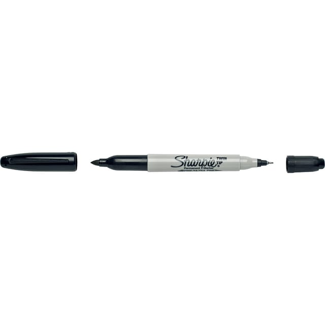 Sharpie Twin Tip Permanent Marker Alcohol-based 0.9mm and 0.5mm Line Black Ref S0811100 [Pack 12]