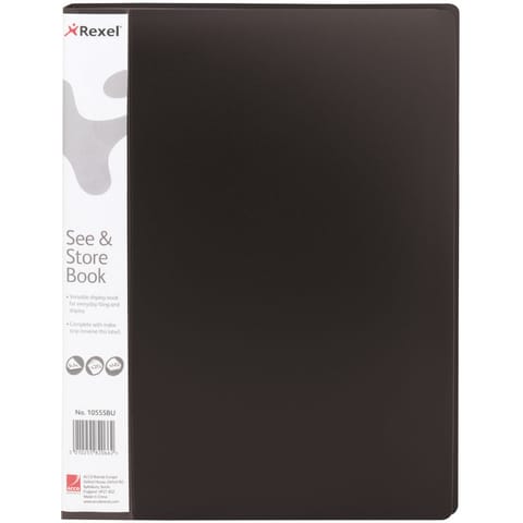 Rexel See and Store Book with Full-length Spine Ticket 60 Pockets A4 Black Ref 10565BK
