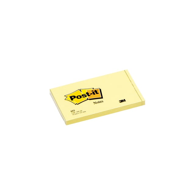 Post-it Canary Yellow Notes Pad of 100 Sheets 76x127mm Ref 655Y [Pack 12]