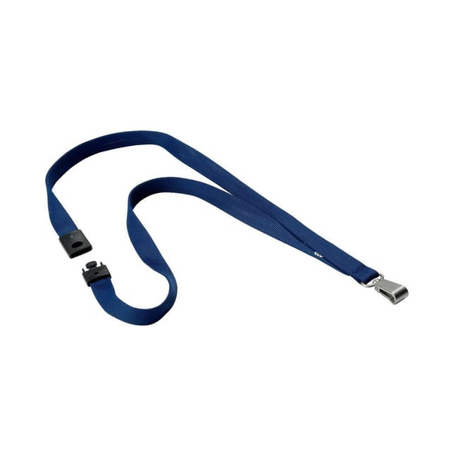 Durable Soft Textile Lanyard 15mmx440mm with 12mm Metal Snap Hook Midnight Blue Ref 812728 [Pack 10]