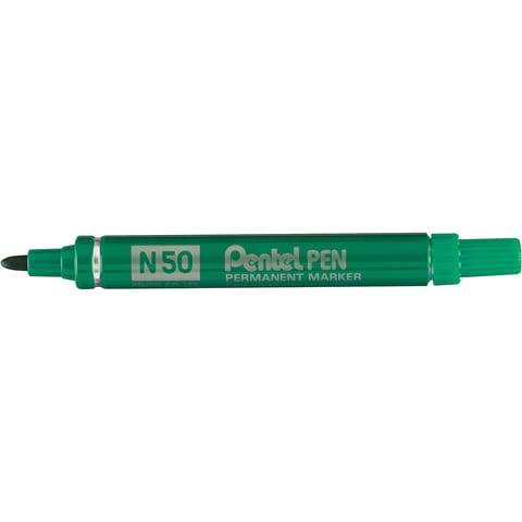 Pentel N50 Permanent Marker Bullet 4.3mm Tip 2.2mm Line Green Ref N50-D [Pack 12]