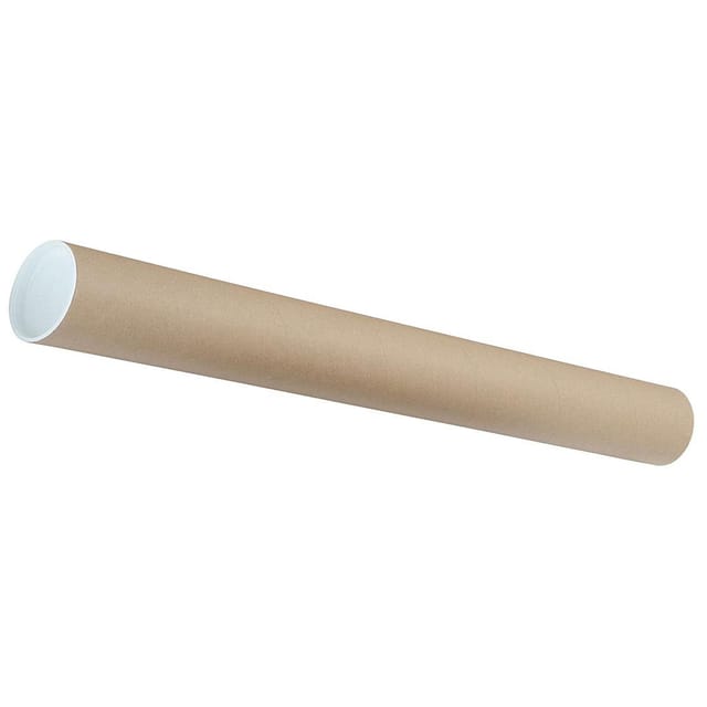 Postal Tube Cardboard with Plastic End Caps L760xDia.76mm RBL10524 [Pack 12]