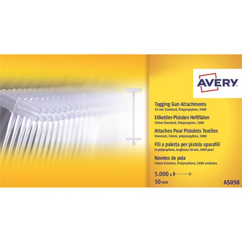 Avery Tagging Gun Attachments Polypropylene with Paddles 40mm Ref AS040 [Pack 5000]