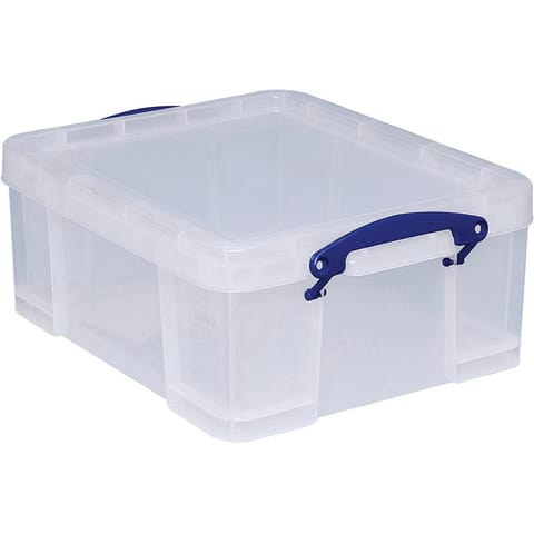 Really Useful Storage Box Plastic Lightweight Robust Stackable 18 Litre W390xD480xH200mm Clear Ref 18C