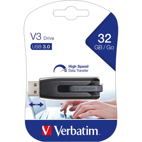 Verbatim Store n Go V3 USB 3.0 Drive Black/Grey 32GB Ref 49173-1
