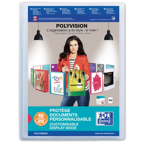 Oxford Polyvision Display Book Polypropylene 20 Pockets A4 Clear Ref 100206088