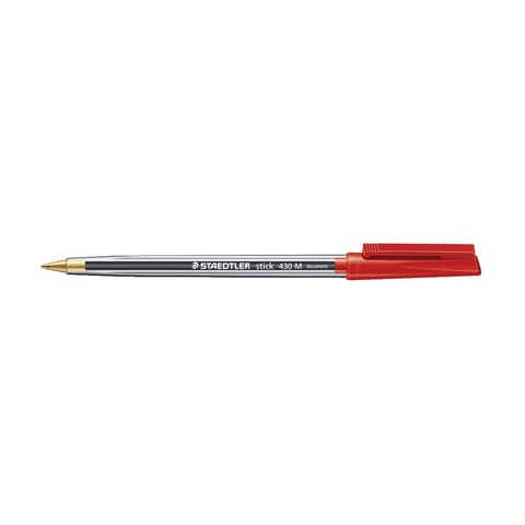 Staedtler 430 Stick Ball Pen Medium 1.0mm Tip 0.35mm Line Red Ref 430M-2 [Pack 10]