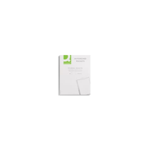 Q-Connect Transparent Plastic Punched Pocket A4 50 Micron Pack 100, Great for Storage and Display Options, Perfect for Standard Ring Binders