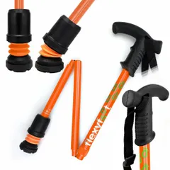 Flexyfoot Folding Walking Stick - Cork or Derby Handle - Anti Shock Technology