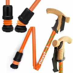 Flexyfoot Folding Walking Stick - Cork or Derby Handle - Anti Shock Technology