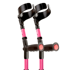 Flexyfoot Closed Cuff Crutches - Soft Grip - Double Adjustable - Anti Shock - Pink