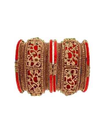 Velvet Chuda Bangles Set in assorted colors and pack of 6 - CNB3239