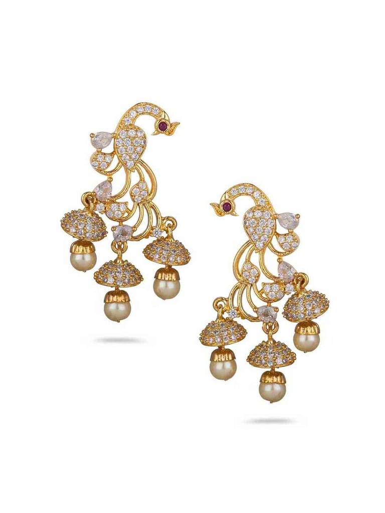 AD / CZ Peacock Earrings in Gold finish - CNB2723