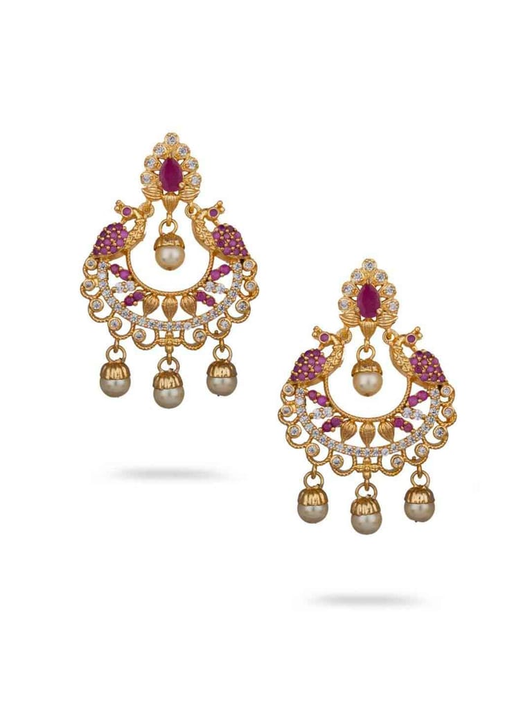 Traditional Peacock Earring in Gold Finish - CNB2751