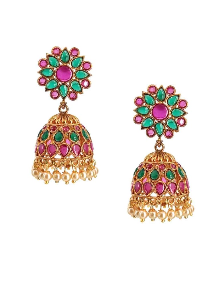 Traditional Jhumka Earring in Gold Finish - CNB2804
