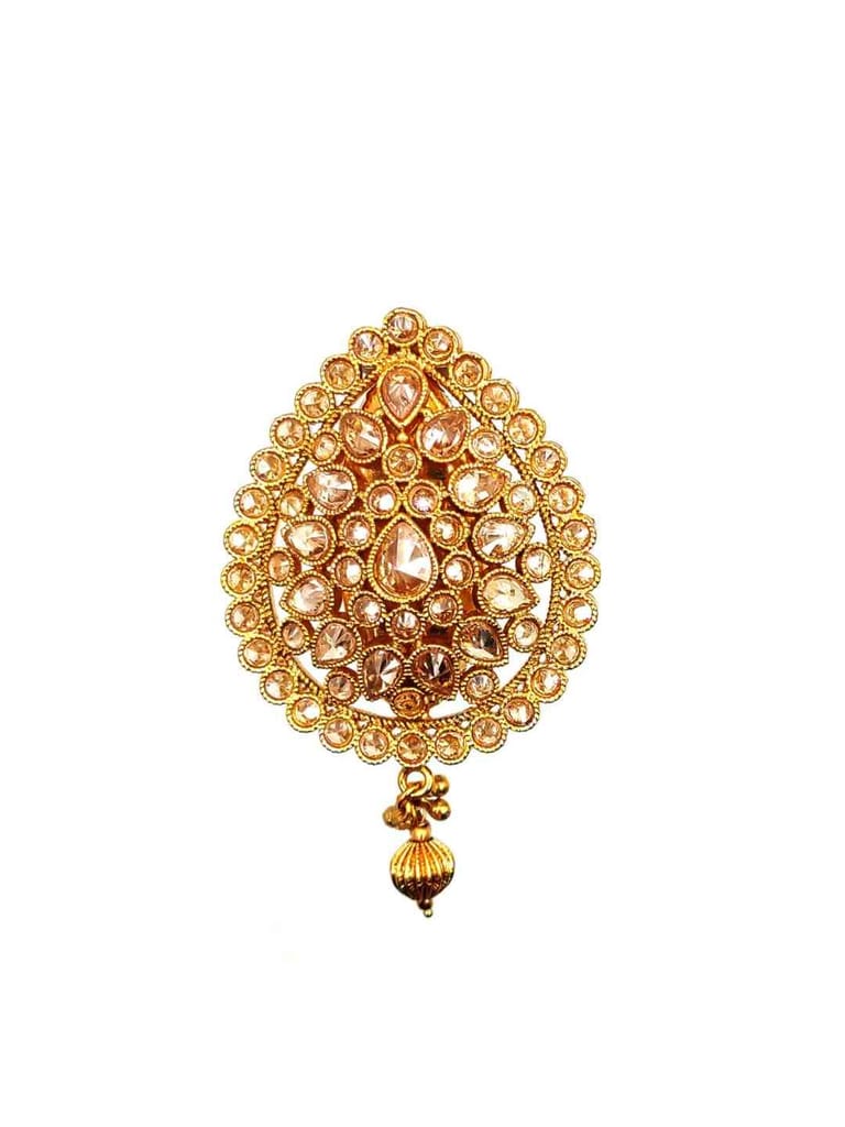 Reverse AD Antique Saree Pins in Gold Finish - CNB2304