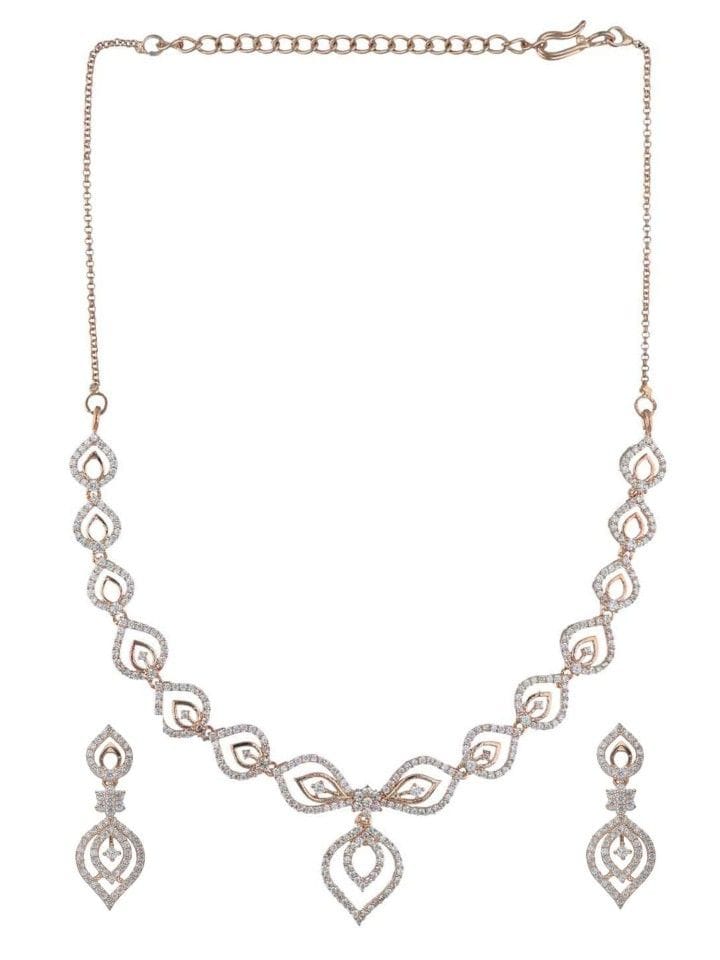 AD Necklace Set in Rose Gold Finish - CNB1145