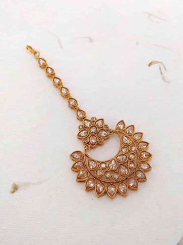 Reverse AD Maang Tikka in Oxidised Gold Finish - CNB1034