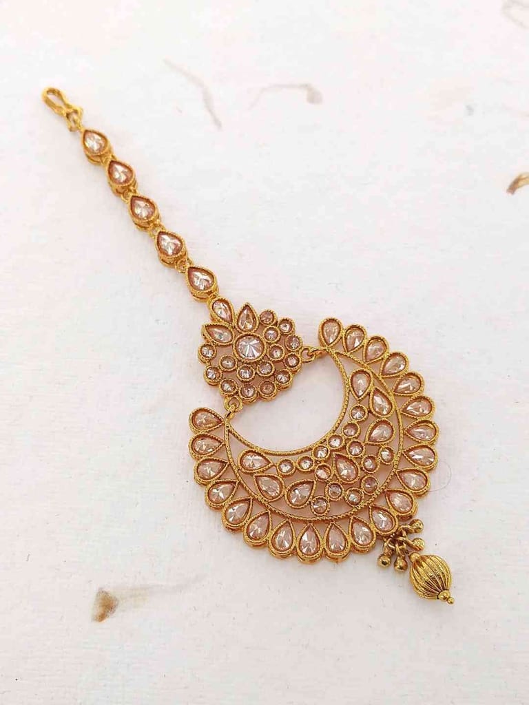 Reverse AD Maang Tikka in Oxidised Gold Finish - CNB1037