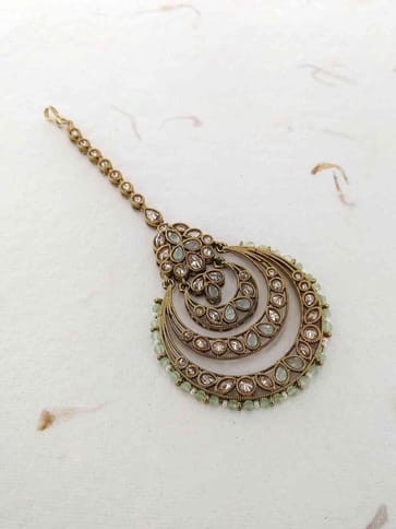 Reverse AD Maang Tikka in Oxidised Gold Finish - CNB1044