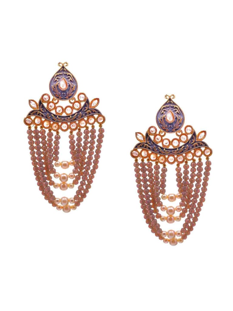 Traditional Enamelled Earring in Oxidised Gold Finish - CNB524