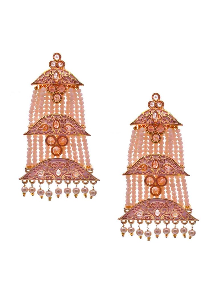 Traditional Enamelled Earring in Oxidised Gold Finish - CNB586