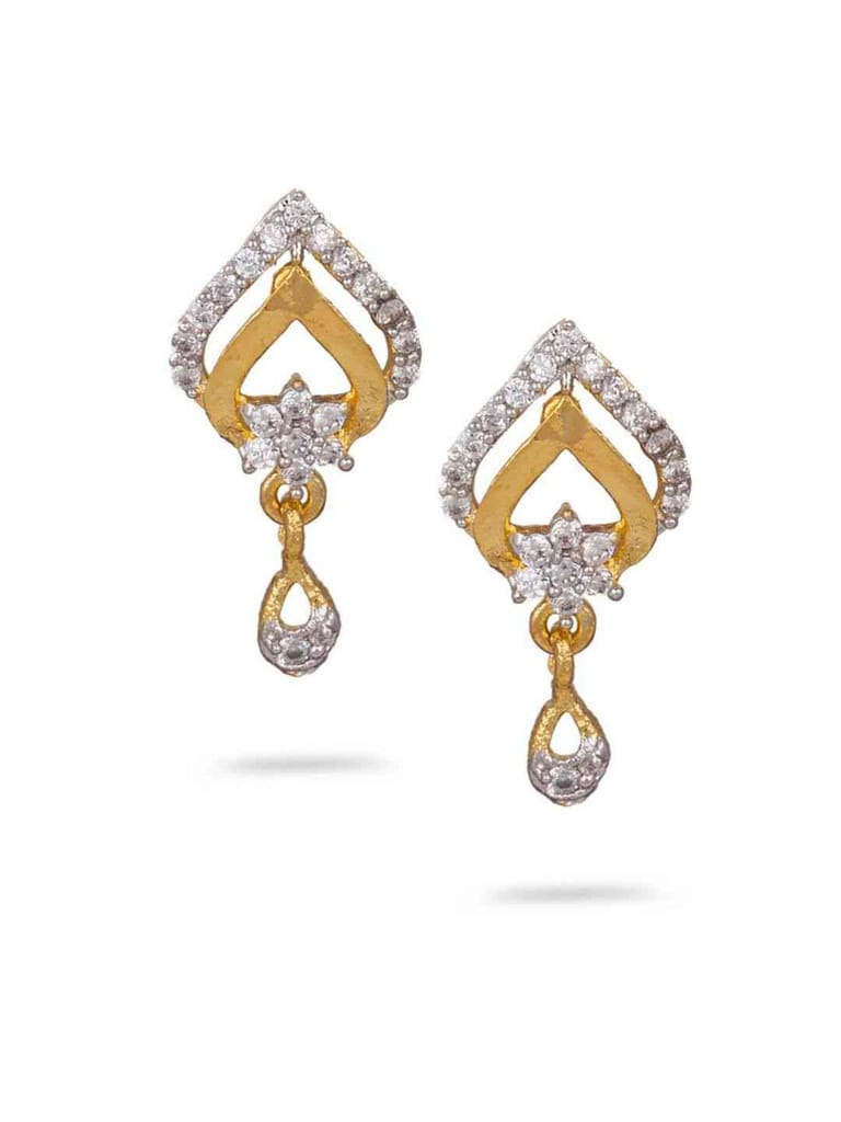Cubic Zirconia Earring in 2 Tone Color Finish - CNB340