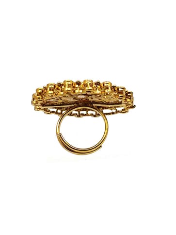 Reverse AD Finger Ring in Oxidised Gold finish - CNB1860