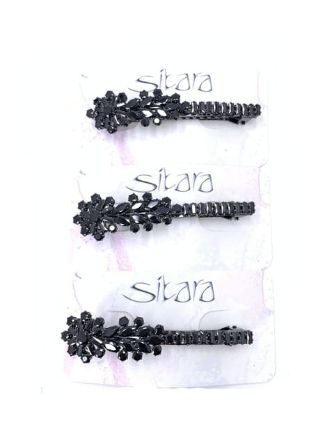 AD / CZ Hair Clips in Black color and Black Rhodium finish - CNB5068