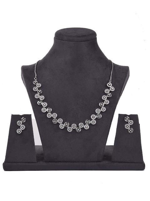 AD / CZ Necklace Set in White color - CNB5032