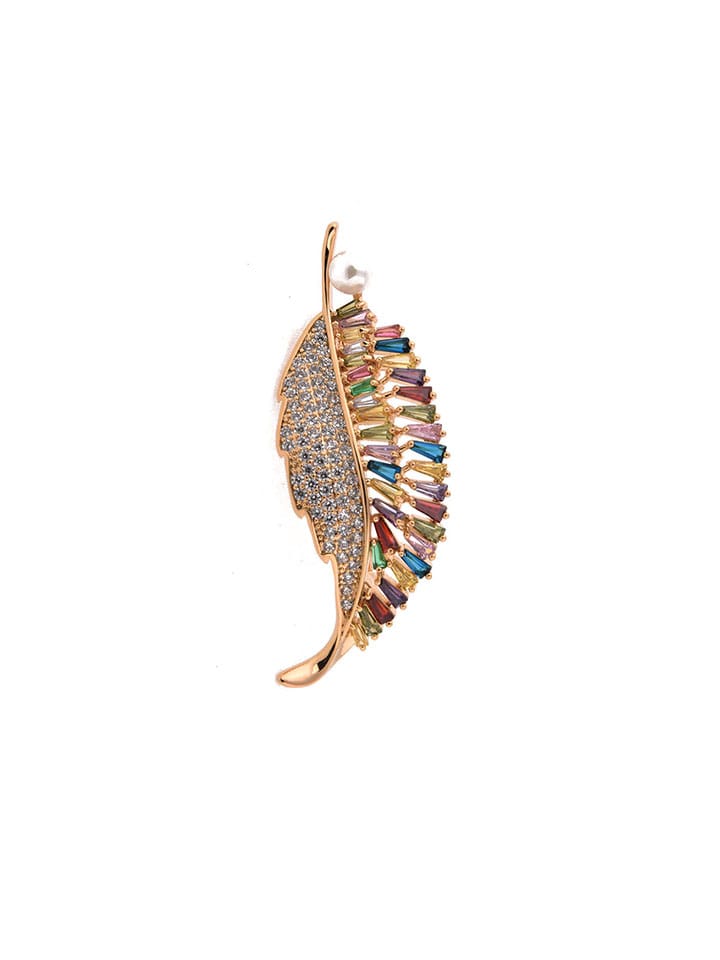 AD / CZ Brooch in Multicolor color and Rose Gold finish - CNB4593