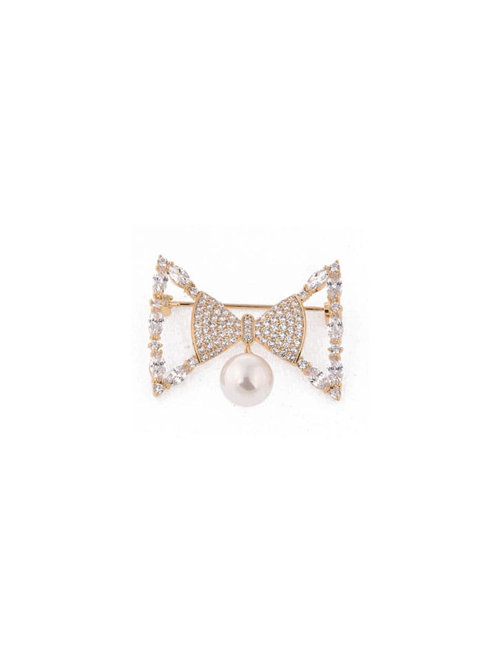 AD / CZ Brooch in White color and Gold finish - CNB4602